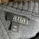 a.n.a  Grey Knit Fold-over Neck Long Sleeve Sweater PM Photo 1