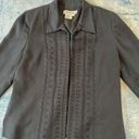 Vintage Blue  Ice Black Faux Micro Suede Embroidered Open Front Blazer Size 8 Photo 5