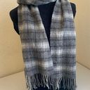 Anthropologie Celeste Fringe plaid wool cashmere blend scarf gray Photo 0