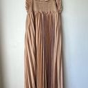 Petal and Pup  Vikki Gold Satin Pleated Asymmetrical Hem Midi Dress 10 Photo 10