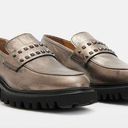 ALLSAINTS  Lola Studded Apron Toe Loafers, Pewter Size EU41 (Sold Out) New in Box Photo 0