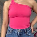 Amazing Lace One Shoulder Hot Pink Crop Top Photo 1