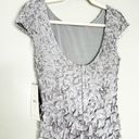 Petal Theia Womens Sheath Dress Beaded  Appliqué High Neck Lined Silver Size 6 Photo 4