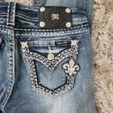 Miss Me  Style JE5380EP Easy Capri Silver Fleur De Lis Jeans Medium Wash Size 26 Photo 3