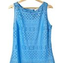 Laundry by Shelli Segal  Light Blue Button Down Back Sleeveless Lace Tank Top M Photo 0