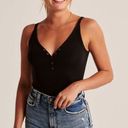 Abercrombie & Fitch Abercrombie snap down ribbed black bodysuit medium Photo 0