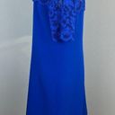 Badgley Mischka Belle  Dress 8 Blue Lace Short Sleeve Shift Mini Party‎ Womens Photo 6