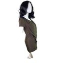 DKNY Pure  Lambskin Leather Blouse Green Black Short Sleeve Top Women Size S‎ Photo 4