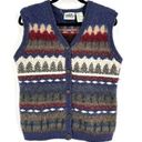 Northern Reflections Vintage  Button Front Sweater Vest Blue White Small Trees Photo 0