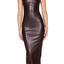 Nookie Alexia Midi Dress Chocolate Brown Faux Leather Size S in EUC Photo 0