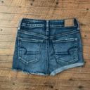 American Eagle  distressed wedgie hi-rise size 0 jean shorts Photo 2