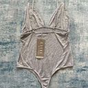 Essue NWT!  Gray Deep V Spaghetti Strap Bodysuit Medium Photo 1