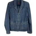 Ralph Lauren  Womens Jean Jacket Blue Denim Zip Front Sz Large Distressed Western Photo 0