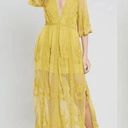 Wishlist  Mustard Yellow Lace Boho Embroidered Romper Dress Small Photo 9