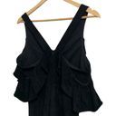 Devlin  Suede Ruffle Cold Shoulder Black Mini Dress Size 8 #D7JD415PSU Photo 6