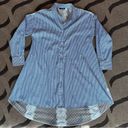 CQ by CQ  Button Up Lace Back Striped Long Sleeve Collar Shirt Midi Dress Large Photo 5