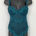 One Piece Auden Bodysuit Women's Size S Lace  Sheer Teal Blue Photo 0