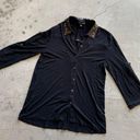 Cable & Gauge  /  Womens Button Down Shirt Studded Collar 3/4 sleeve / black Photo 0