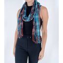 Forever 21  I love H81 Plaid Blue and Red Fringe Scarf Photo 65