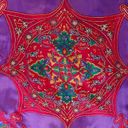 Oscar de la Renta  STUDIO VINTAGE Silk Scarf Square Paisley Purple Gold Trim EUC Photo 6