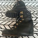 Sorel  Conquest Waterproof Leather Wedge ankle lace up boots in black size 8 Photo 9