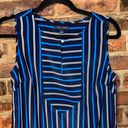 Tommy Hilfiger  Blue White Striped Sleeveless Keyhole Blouse Women's Size Small Photo 1
