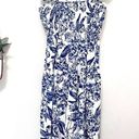 Abercrombie & Fitch NWT  Blue White Floral Ruffle Strap Smocked Midi Dress S Photo 3