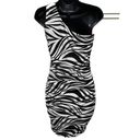 Sweet Storm Zebra Black & White Print Bodycon Rouching One Shoulder Dress Size M Photo 3