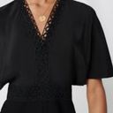 Maje  Idelle Romper Jumpsuit Womens 36 (US S/4-6) Black Silk Short Sleeve V-Neck Photo 3