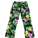 Ralph Lauren Y2K~VTG  HIBISCUS FLOWER COTTON SPANDEX‎ BLACK CROPPED SLACK PANT~14 Photo 2