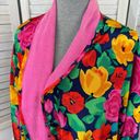 Victoria's Secret Victoria’s Secret Vintage Floral Satin Terrycloth Lined Robe Blue Pink One Size Photo 5