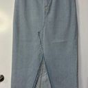 Topshop  Long Denim Mid Maxi Skirt w/ Front Slit Size 8 EUC Light Wash Frayed Hem Photo 1