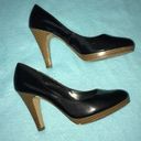 Fioni 𝅺 black shinny pumps stacked heel size 7.5 Photo 2