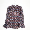 Elan  Brown Geo Foil Bell Sleeve Blouse Size Small NWT Photo 2