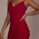 David's Bridal  Morgan & Co Red Spaghetti Strap Mini Dress Bodycon Size 1 Photo 3