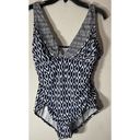 Coastal Blue  Bathing Swim Suit Size XL 16/18 Blue Ikat One Piece built in bra Photo 1