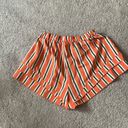 Zaful  Orange & Green Vertical Stripped Lightweight Shorts | Size Small Photo 3