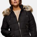 Topshop NWT $125  tie waist padded jacket with faux-fur hood in khaki sz 2 Photo 12