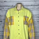 POL  Size XL Chartreuse w/ Plaid Flannel Shacket - Button Down Shirt Jacket Photo 1