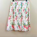 Ann Taylor  Pleated Floral White/Pink/Green A-Line Skirt Photo 3