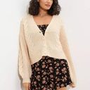 American Eagle NWT Aeo Oversized V-Neck cream cableknit chunky button down Cardigan sweater S​ Photo 0