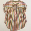 Lou & grey  for Loft | multi color striped cotton/linen button up Photo 0