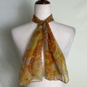 Vintage 60s 70s Hand Rolled Long Silk Scarf Sheer Retro Floral Paisley 41x16 Photo 2