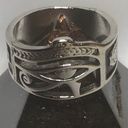 Egyptian Eye Of Horus Ankh Scarab Beetle Ring Size 7 Silver Photo 3