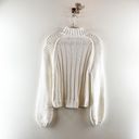 Free People  Sweetheart 100% Cotton Long Sleeve Mock Neck Knit Sweater White XS Photo 11