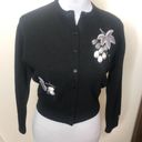 Krass&co Charles & . Black and silver embroidered floral sweater size small Photo 1