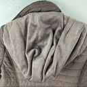 Gallery  Brown Quilted Puffer Faux Fur Zip Hoodie Zipper Lined Coat, Size Medium Photo 5