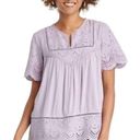 Knox Rose  lavender short sleeve eyelet lace tee size small Photo 0