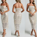 Showpo NWT  8 birdies Stacey Sequin Strapless Midi Dress Champagne Women's Small Photo 1