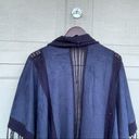 Chico's Chico’s Womens Kimono Top Boho Blue Faux Suede Fringe Crochet Wrap O/S Photo 4